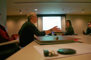 Rand Valentine, our guest in class this week, talking about Ojibwe language and language revitalization