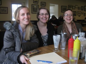 Sarah, Emily, and Claire talk TLAM over milkshakes after their visit with leaders at the Ho-Chunk Learning Center