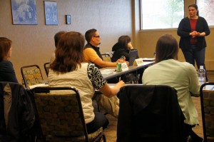 One of the five shorter classes offered Monday afternoon. This is Leah Bowe from the Minnesota Historical Society, talking about writing policies for cultural institutions