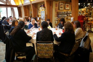 Attendees sitting down to the feast prepared by Ziibiwing and the Saginaw Chippewa community. So delicious, and great company, too!