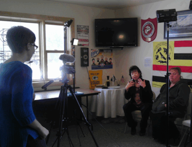 One of our community projects: working with Red Cliff tribal members to conduct video interviews Eleanor interviews Dee and Shelley for the capital campaign promotional videos