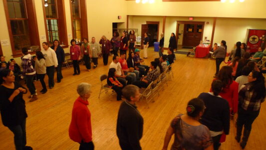 Culture Keepers, members of SLIS, and Longhouse singers and dancers at the social dance Thursday night Social Dance at Parish Hall