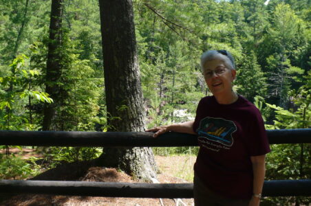 We stopped at Copper Falls on the way home. Here's Louise on the trail. We also stopped at Little Finland and toured an old sauna!
