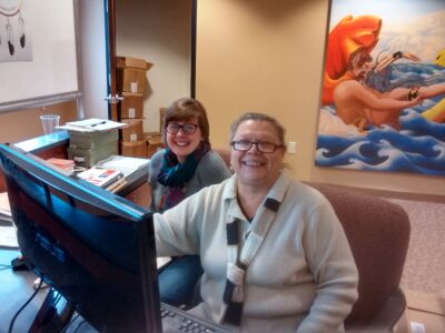 Brenna and Nancy work on the Library Catalog in LibraryThing