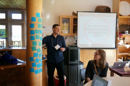 Saul leading the exhibition planning session