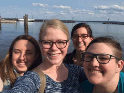 Group selfie on the shore of Lake Superior.